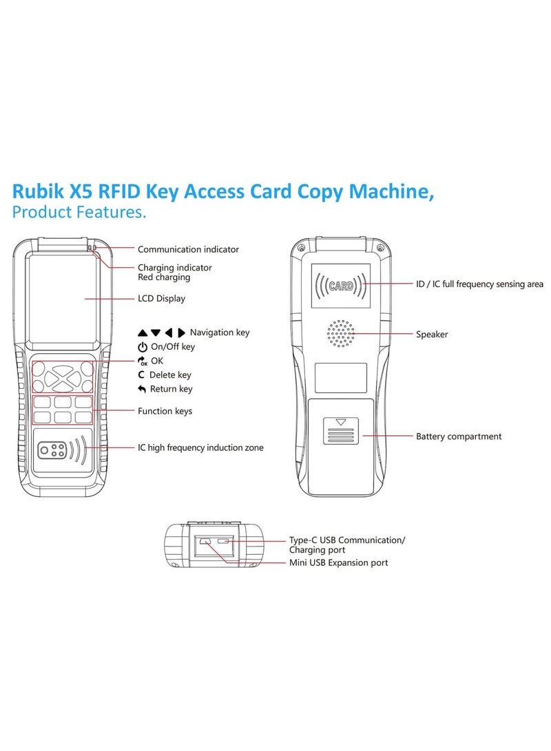 Rubik آلة نسخ بطاقة الوصول RFID X5 (نسخة واي فاي) لـ 125KHz، ميفير، نوع IC-A، IC، 13.56MHz - Image 3