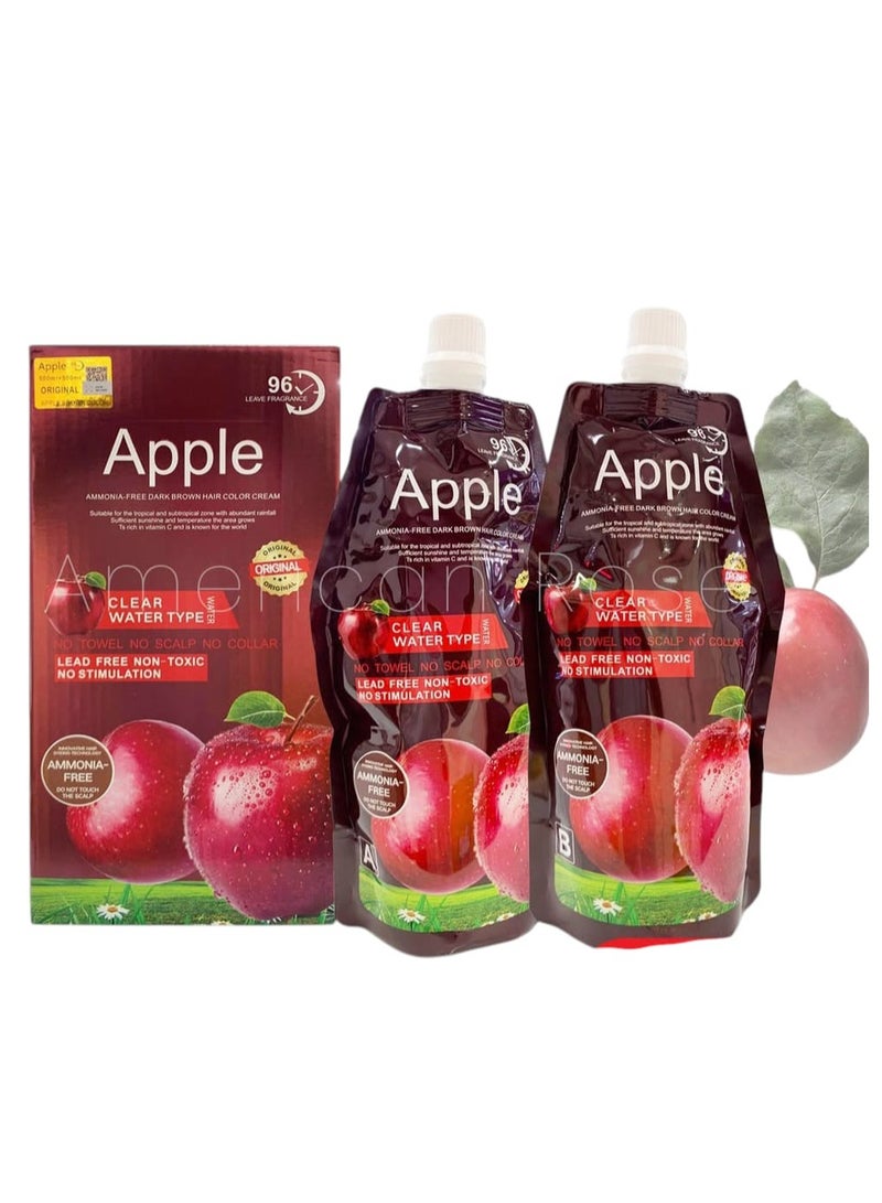 Apple Ammonia Free Dark Brown Hair Styling Cream 500 ml + 500 ml