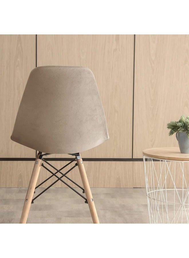 SONNACH Pack of 4 Velvet Mid Century Modern Dining Chair Covers, Armless Chair Cover,Living Room Side Chair Slipcovers (Khaki) - Image 4