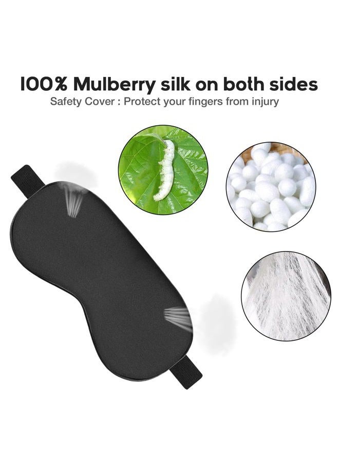 Ukissim Silk Sleep Mask, Adjustable Soft Eye Cover for Comfortable Sleep & Naps, Pressure-Free, Machine Washable - Black - Image 5
