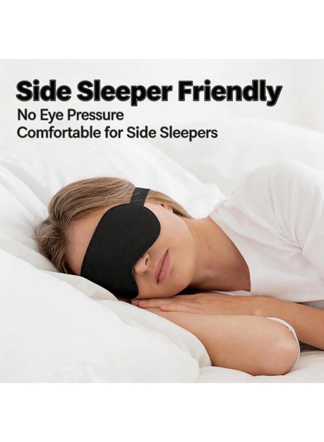 Ukissim Silk Sleep Mask, Adjustable Soft Eye Cover for Comfortable Sleep & Naps, Pressure-Free, Machine Washable - Black - Image 3