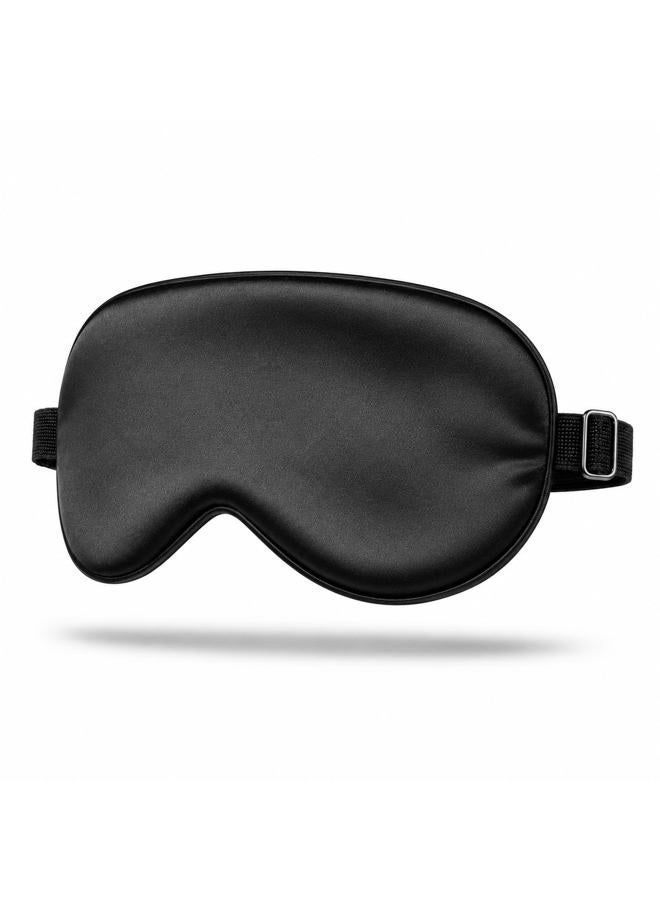 Ukissim Silk Sleep Mask, Adjustable Soft Eye Cover for Comfortable Sleep & Naps, Pressure-Free, Machine Washable - Black - Image 1