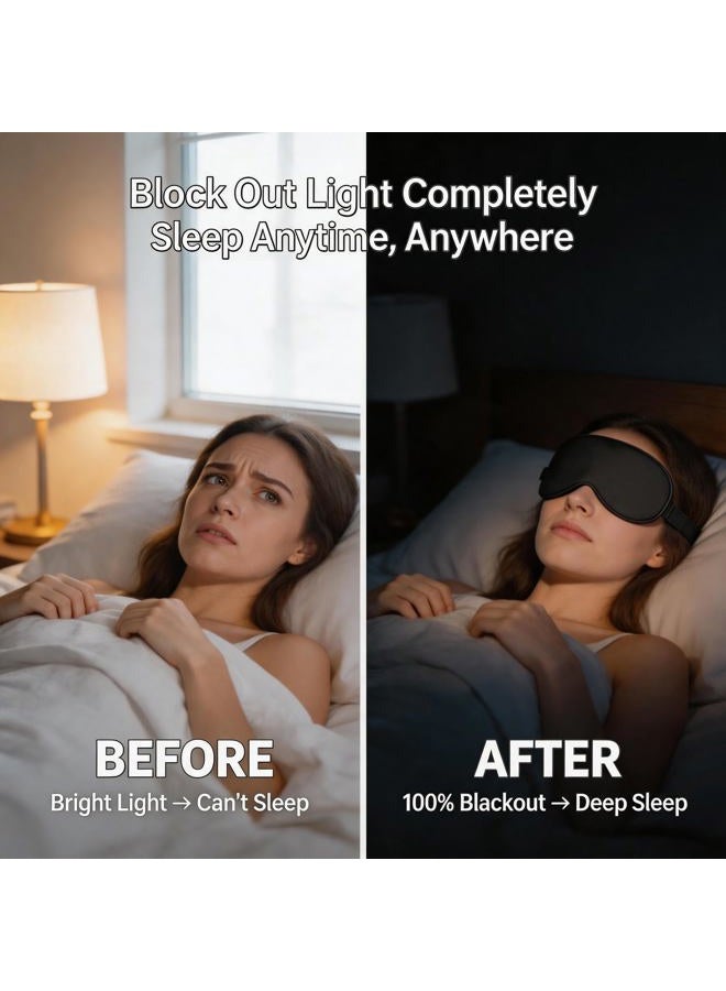 Ukissim Silk Sleep Mask, Adjustable Soft Eye Cover for Comfortable Sleep & Naps, Pressure-Free, Machine Washable - Black - Image 2