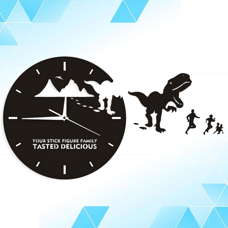 Wall Clock DIY Dinosaur Wall Clock Art Decor Fashion Home Wall Clock Living Room Decor (Black) - Image 5