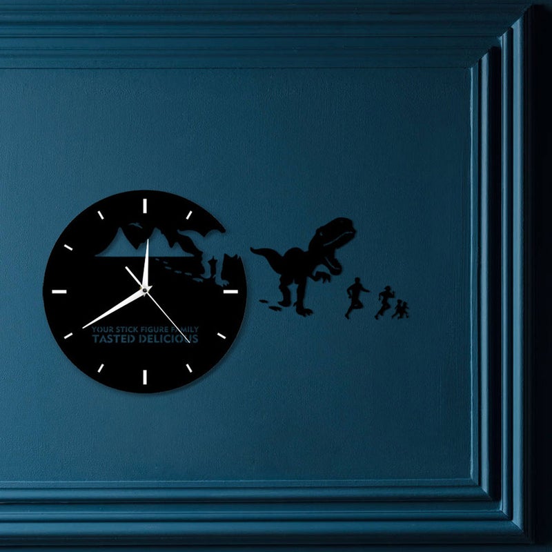 Wall Clock DIY Dinosaur Wall Clock Art Decor Fashion Home Wall Clock Living Room Decor (Black) - Image 3
