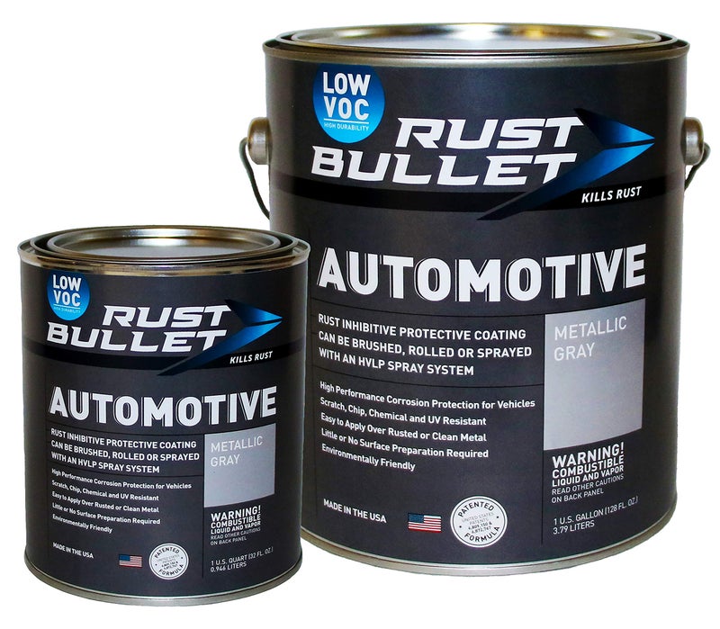 RUST BULLET طلاء مضاد للصدأ - رمادي معدني - 1 لتر - منخفض المركبات العضوية المتطايرة - طلاء مضاد للصدأ للسيارات والشاحنات، سهل التطبيق، مقاوم للأشعة فوق البنفسجية، لا حاجة لأساس، تشطيب متين - Image 2