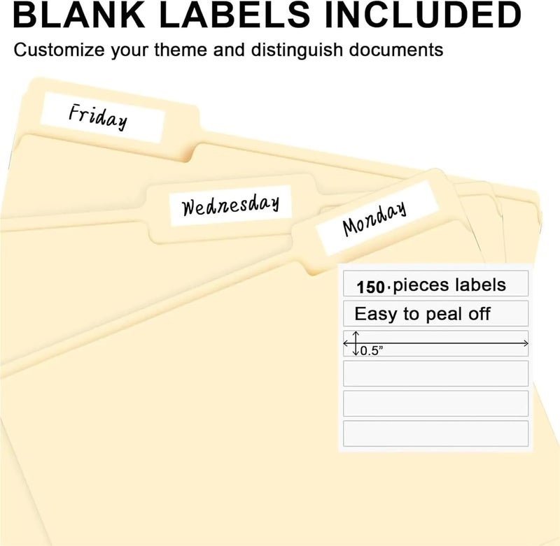 File Folders 150Pack 1/3 Cut Tab File Folders Letter Size for Easy Organizing and Storage - Image 4