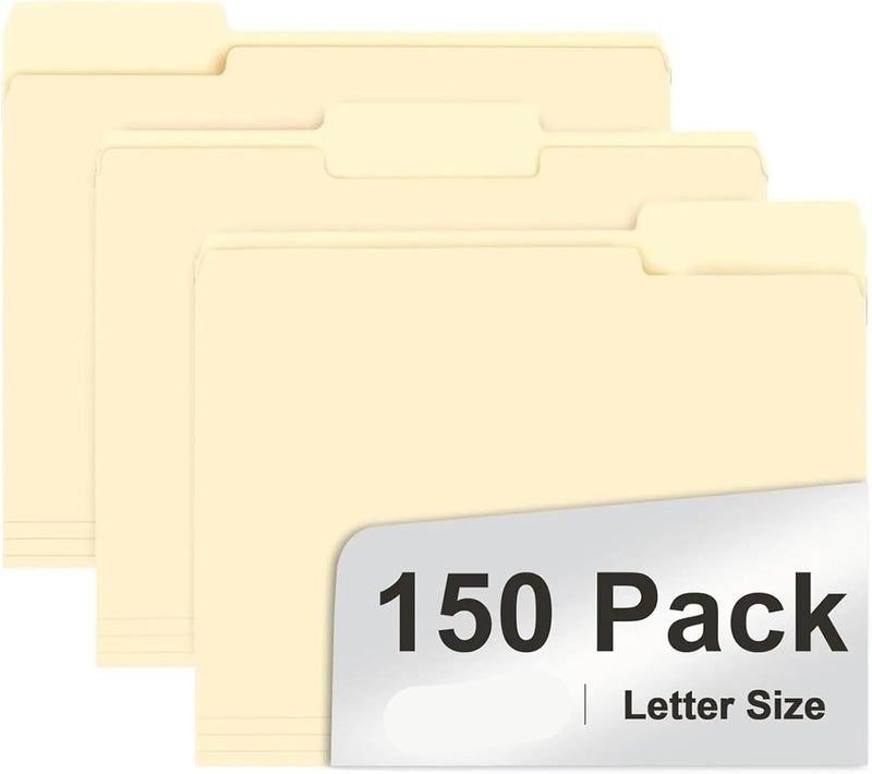 File Folders 150Pack 1/3 Cut Tab File Folders Letter Size for Easy Organizing and Storage - Image 1