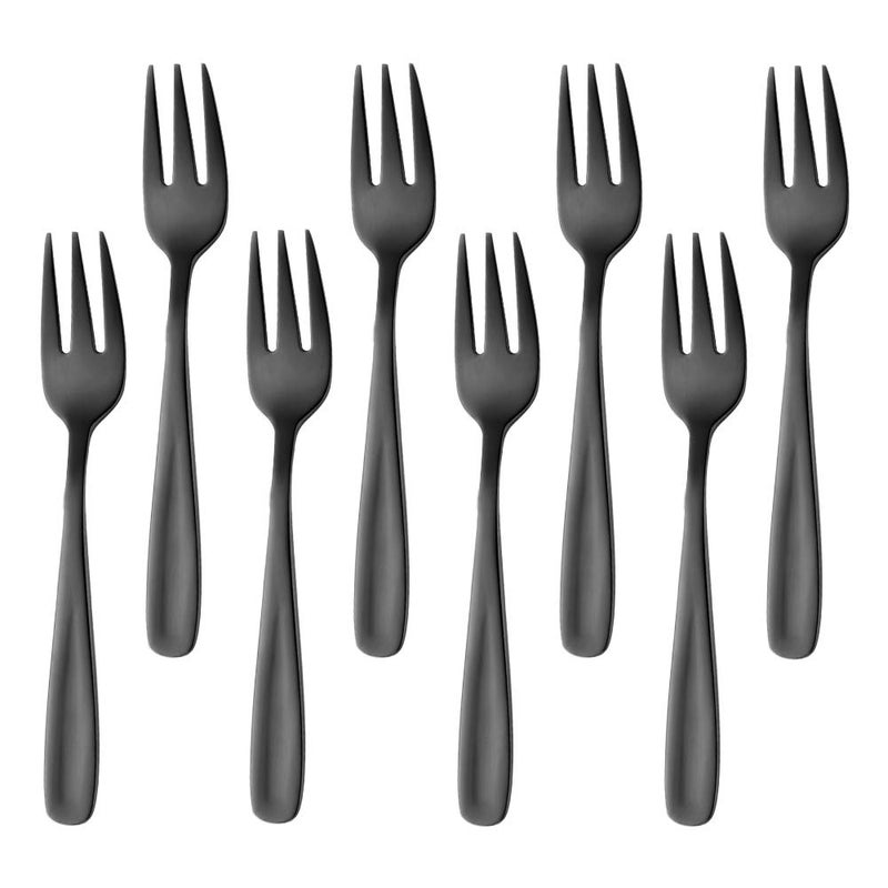 BISDARUN Mini Cake Forks Black Colour Small Dessert Forks Stainless Steel Pastry Forks 136cm51 inch Little Fruit Tea Forks for Appetiser Cocktail Fork set of 8
