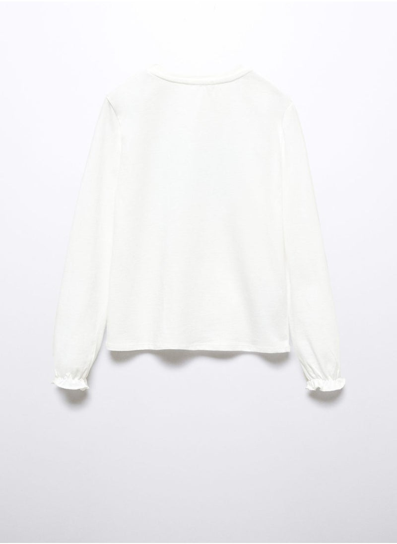 MANGO - Kids Embroidered Message T-Shirt - Image 1