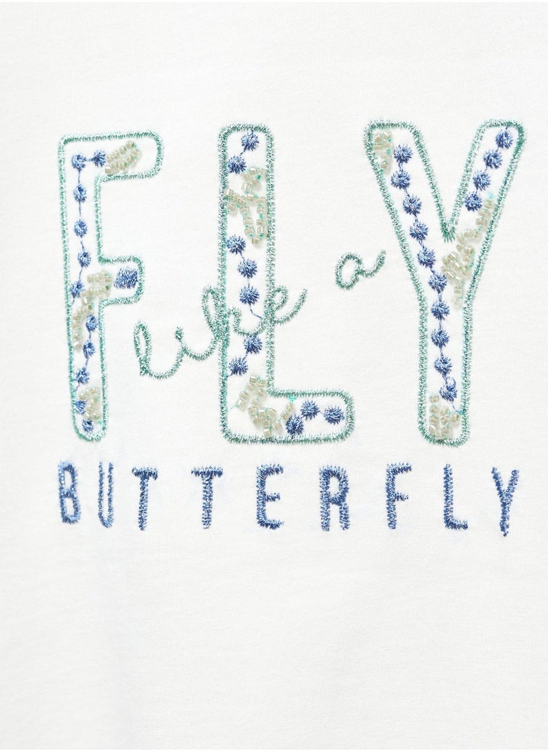 MANGO - Kids Embroidered Message T-Shirt - Image 1