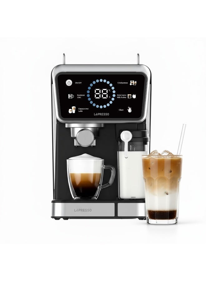 LePRESSO Hot & Cold Brewing Coffee Machine, Espresso Machine with Milk Frother, Self- Cleaning Coffee Maker, 20Bar Latte Maker, Touch Panel, 4 Preset Function, 1350W Espresso Maker, Latte, Cappuccino - Image 1