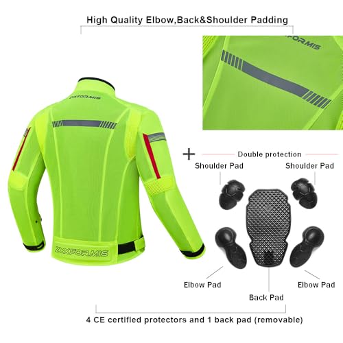 Zyxformis Motorcycle Jacket for Men, CE Armored Mesh Motorbike Jacket for Summer, Breathable Protective Gear for Motorcycling - Image 5
