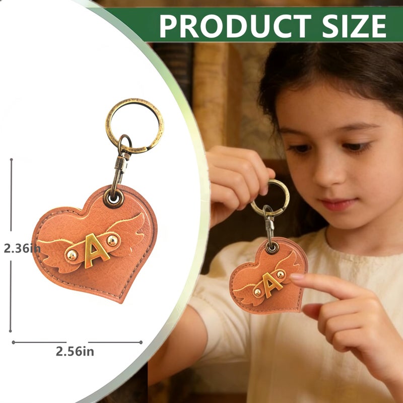 BORKUANA Initial Letter Leather Alphabet Keychain Holder Case Compatible with AirTag,Cute Protective Air Tag Cover with Bronze Keyring,Anti-Scratch Finder GPS Tracker Case for Pets Keys Wallet Luggage(K) - Image 2