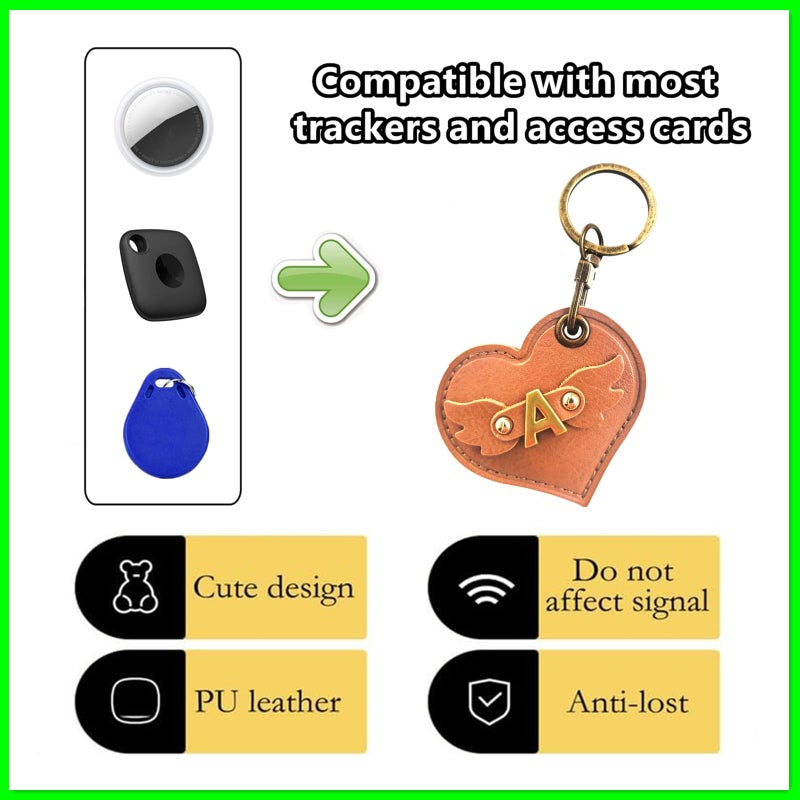 BORKUANA Initial Letter Leather Alphabet Keychain Holder Case Compatible with AirTag,Cute Protective Air Tag Cover with Bronze Keyring,Anti-Scratch Finder GPS Tracker Case for Pets Keys Wallet Luggage(K) - Image 4