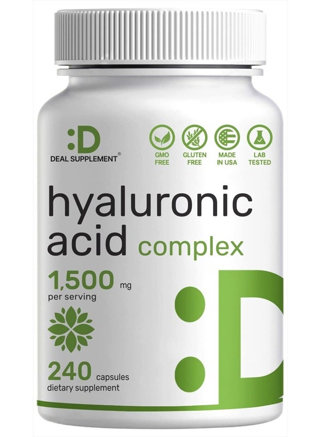 Eagleshine Vitamins مكملات حمض الهيالورونيك 1,500*ملغ – 240* كبسولة، مع MSM وفيتامين C – نقي 95% | غير معدل وراثيًا + HA نباتي – يدعم صحة المفاصل والعظام والأنسجة الضامة وترطيب البشرة - Image 1