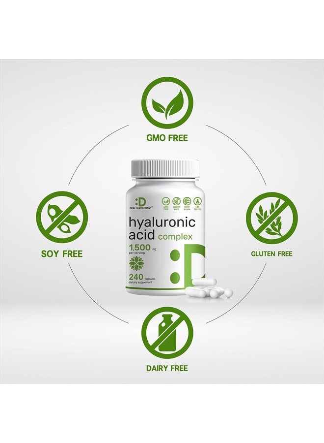 Eagleshine Vitamins مكملات حمض الهيالورونيك 1,500*ملغ – 240* كبسولة، مع MSM وفيتامين C – نقي 95% | غير معدل وراثيًا + HA نباتي – يدعم صحة المفاصل والعظام والأنسجة الضامة وترطيب البشرة - Image 3