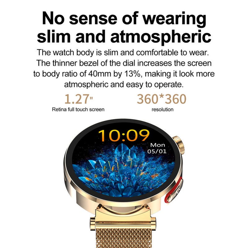 Smart Watch 1.27-inch 360*360 High-Clear Screen Sports Health Monitoring Sleep Monitor Watch IP68 Waterproof BT5.2 S0S Emergency Call Function Long Usage Time Multi-sport Modes for Women Health Monitor Watch - Image 5
