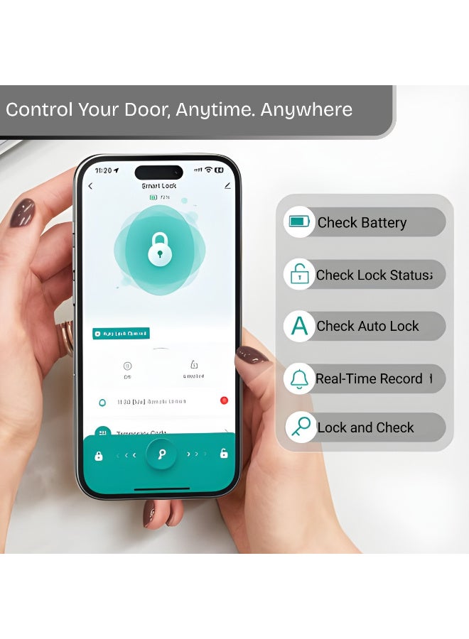 EFAHS Smart Door Lock WiFi Fingerprint Digital Lock | Keyless Entry Handle with App Control, RF Card, Password & Mechanical Key | Home Security Door Lock Black - Image 4