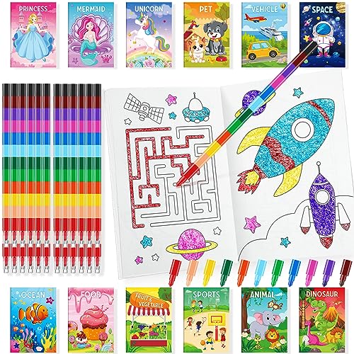 BenLouis Coloring Books for Kids With Stacking Crayons Set Mini Coloring Books Bulk for Ages 4812 Small Activity Books for Birthday Party Gifts Goodie Bags Stuffers Travel1212Pcs Classic - Image 1