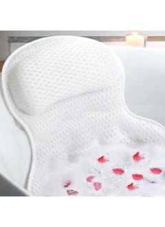 Hihonor Bath Pillow,Ergonomic Luxury bathtub pillow with head,Neck, Shoulder and back support, 4D bath pillows for tub with 6 Powerful Suction Cups, Fits all Bathtub(White)  - Image 1