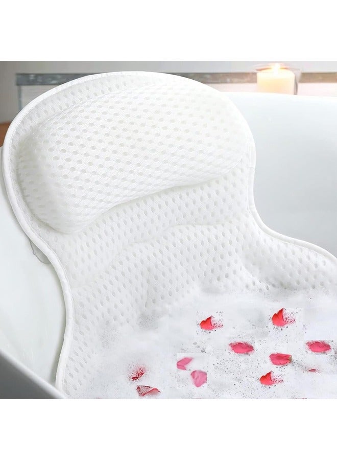 Hihonor وسادة استحمام، وسادة فاخرة مريحة للحمام مع دعم للرأس والرقبة والكتف والظهر، وسادات استحمام 4D مع 6 أكواب شفط قوية، تناسب جميع أحواض الاستحمام (أبيض) - Image 1