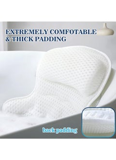 Hihonor Bath Pillow,Ergonomic Luxury bathtub pillow with head,Neck, Shoulder and back support, 4D bath pillows for tub with 6 Powerful Suction Cups, Fits all Bathtub(White)  - Image 4