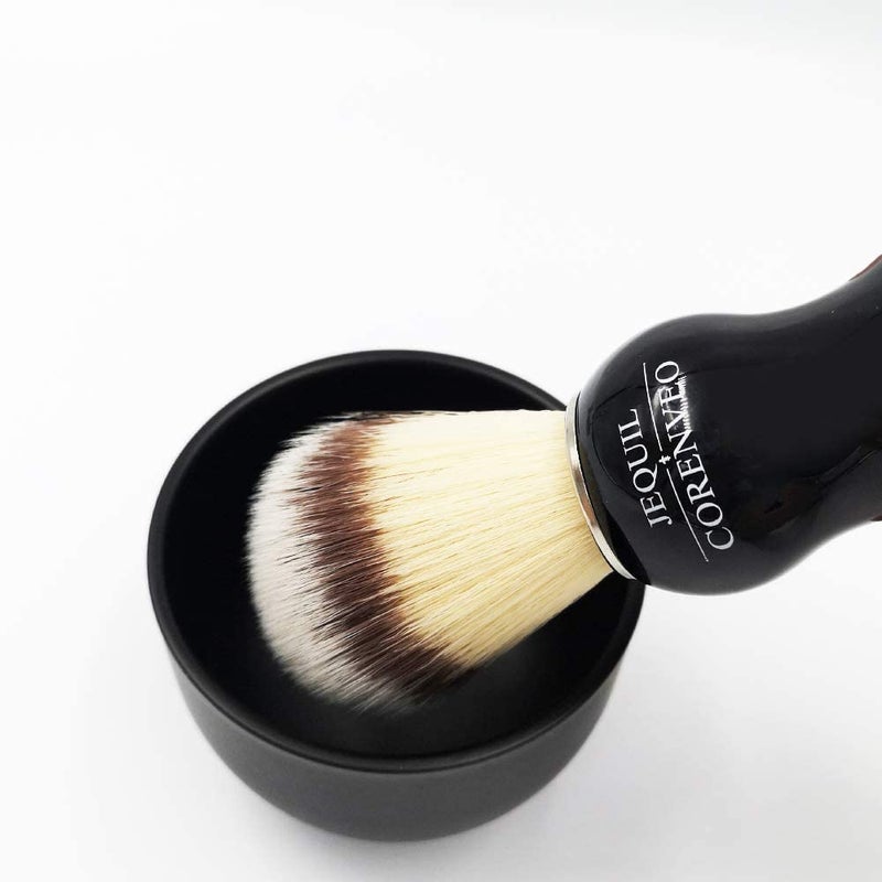 JEQUIL&CORENVEO Deluxe Shaving Kit for Men, 3 in 1 Shaving Set Includes Shaving Brush, Shaving Bowl, Razor & Brush Holder - Image 3