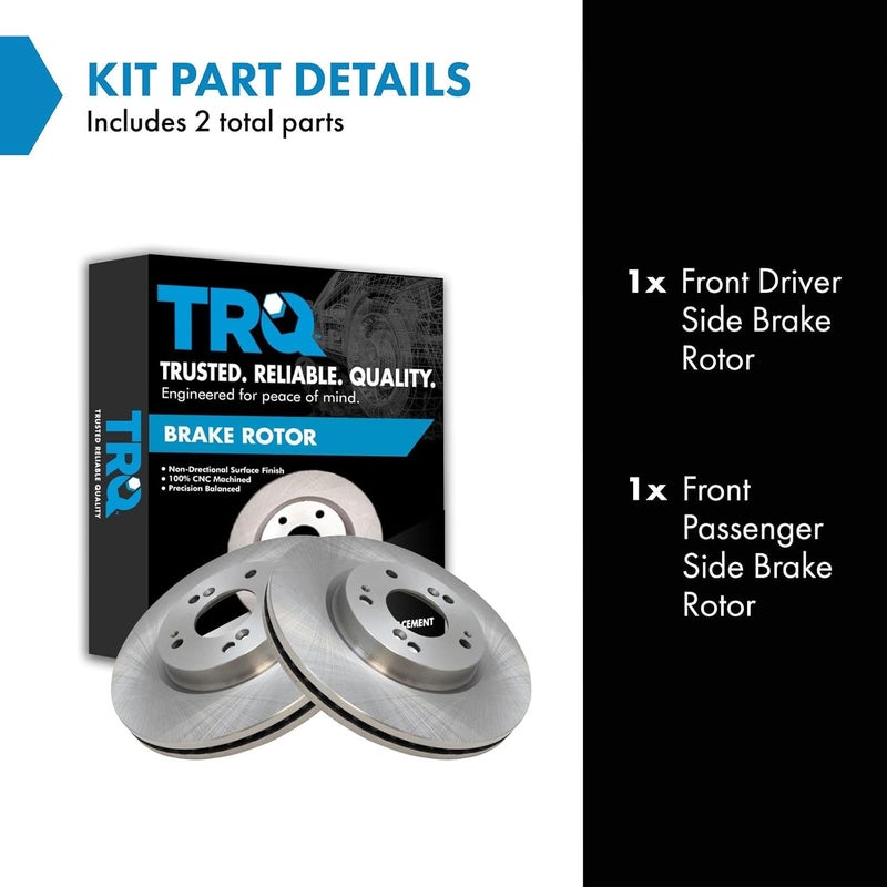 TRQ Front Disc Brake Rotor Pair Set for 200 / Avenger/Caliber/Cirrus/Compass/Eclipse/Galant/Lancer/Outlander/Outlander Sport/Patriot/Sebring - Image 2