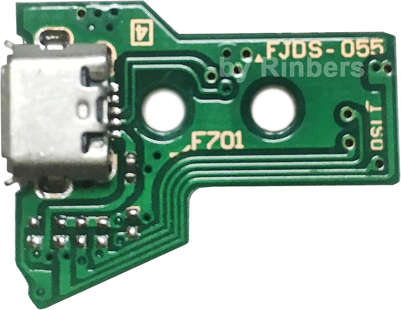 Rinbers حزمة من 2 JDS-050 JDS-055 منفذ شحن بديل محول Micro USB لوحة دائرة الشحن مع كابل مرن ذو 12 دبوسًا لوحدة تحكم Sony PS4 الجيل الخامس DualShock 4 - Image 4