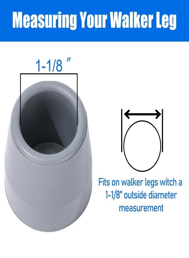 ANCKNE 4 Pack Walker Tips 1-1/8 inch Universal Walker Accessories Replacement Rubber Tips for Walkers, Commodes, Shower Chairs and More, Skid-Resistant Traction and Easy Installation - Image 2