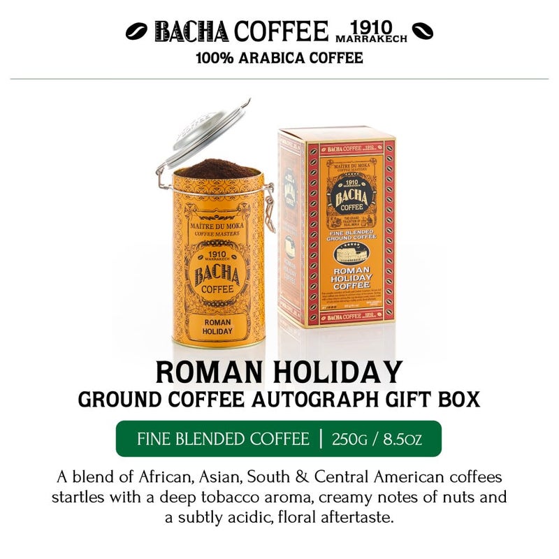 Bacha Coffee | Roman Holiday Fine Blended, Ground Beans, Medium Light Roast, 100% Arabica Specialty Coffee, 250g Autograph Collection, Gift Box - Image 2