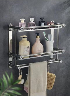 Joshberg 3-Layer BathroomTowel Holder Wall Mount Rack Heavy Duty Shelf Shower  - Image 2