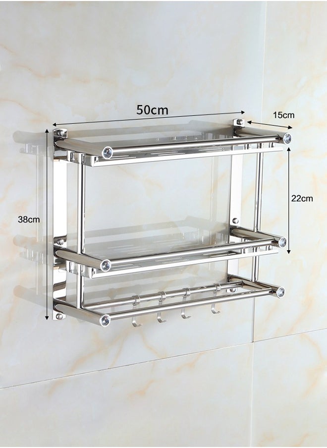 Joshberg 3-Layer BathroomTowel Holder Wall Mount Rack Heavy Duty Shelf Shower  - Image 3