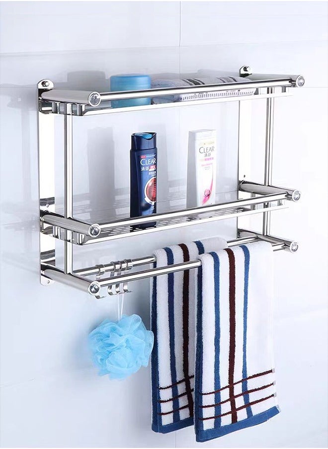Joshberg 3-Layer BathroomTowel Holder Wall Mount Rack Heavy Duty Shelf Shower  - Image 5