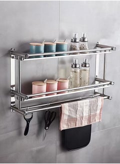 Joshberg 3-Layer BathroomTowel Holder Wall Mount Rack Heavy Duty Shelf Shower  - Image 4