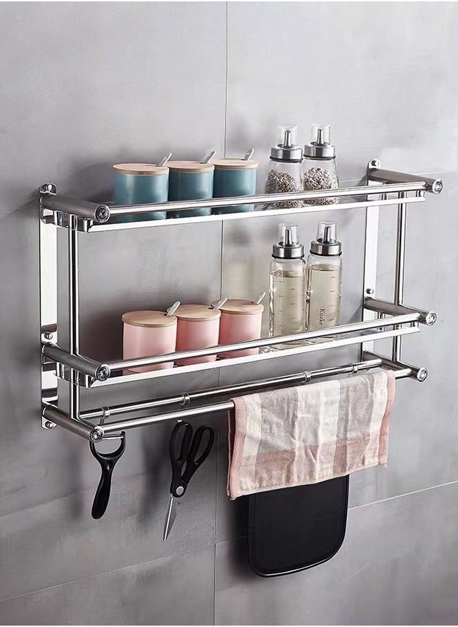 Joshberg 3-Layer BathroomTowel Holder Wall Mount Rack Heavy Duty Shelf Shower  - Image 4