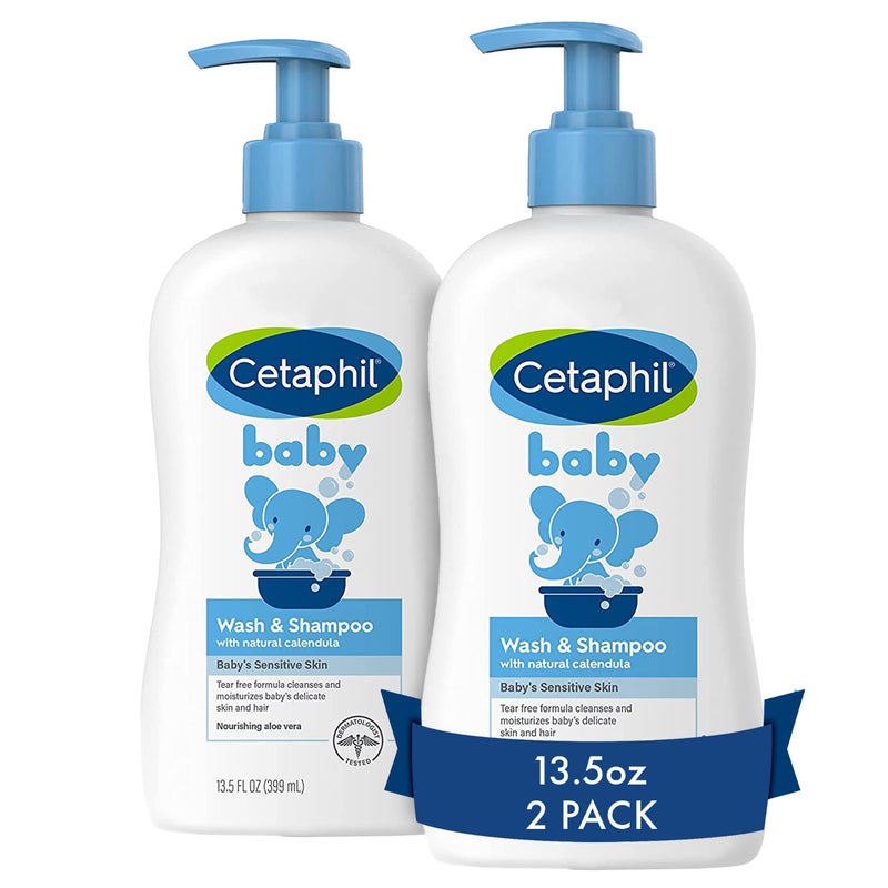 Cetaphil غسول وشامبو سيتافيل للأطفال، 13.5 أونصة، عبوة من 2، مضاد للحساسية، لطيف بما يكفي للاستخدام اليومي، خالي من الصابون - Image 1