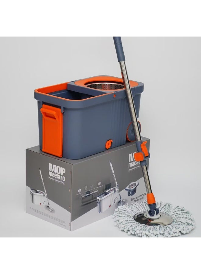 Maestro Heavy Duty Spin Mop and Bucket Set with Reinforced Design, Comfortable Handle Grip, Efficient Spin Dry Mechanism, and High Quality Microfiber Mop Head for Effective Cleaning and Long Term Household Use - Image 1