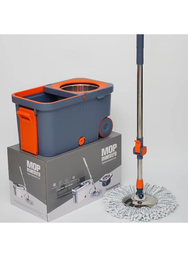 Maestro Heavy Duty Spin Mop and Bucket Set with Reinforced Design, Comfortable Handle Grip, Efficient Spin Dry Mechanism, and High Quality Microfiber Mop Head for Effective Cleaning and Long Term Household Use - Image 2