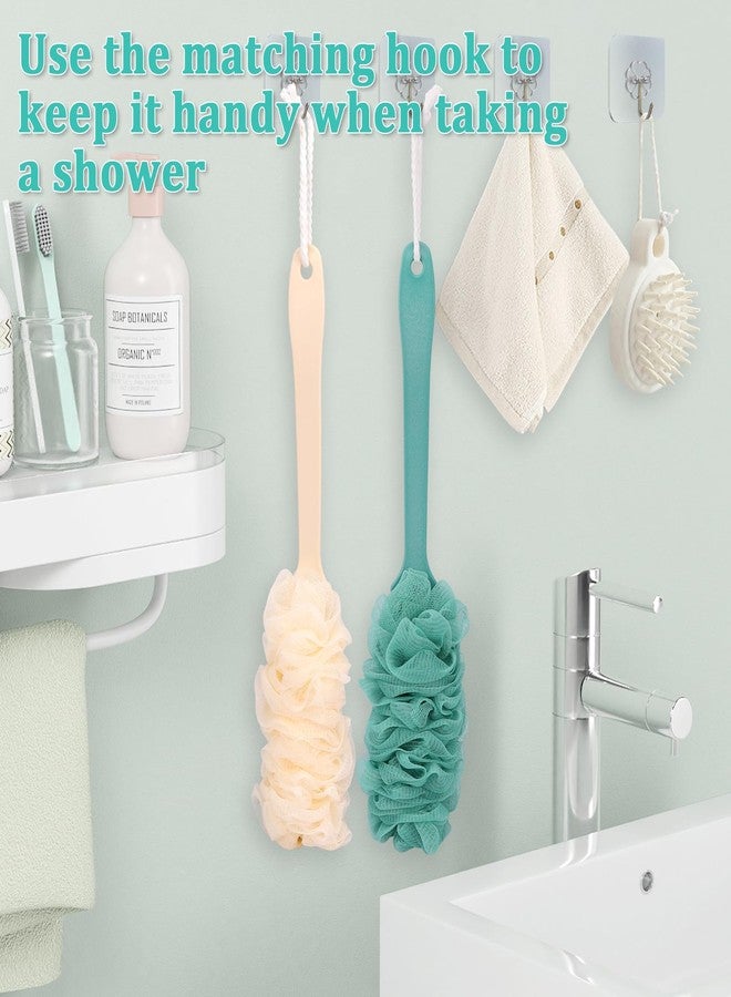 NICEMOVIC 2Pack Back Scrubber for Shower Loofah with Long Handle, Shower Brush for Body, 17″ Loofah on a Stick for Men Women Bathing Accessories, Scrubber Sponge for Exfoliating Bath Brushes (Beige & Green) - Image 5
