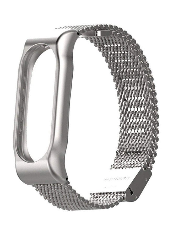 NIBEMINENT Replacement Steel Fitness Tracker Strap For Xiaomi Mi Band 2 Silver - Image 3