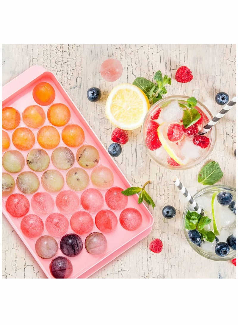 SYOSI Ice Cube Trays For Freezer 2 Set Ice Ball Maker Mold Mini circle Round Ice Cube Mold with Lid Making 66 pcs for Tea Coffee Trays - Image 4