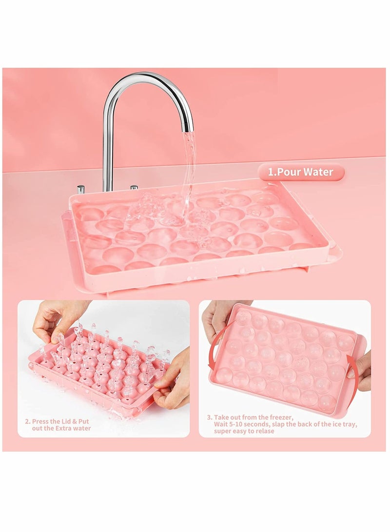 SYOSI Ice Cube Trays For Freezer 2 Set Ice Ball Maker Mold Mini circle Round Ice Cube Mold with Lid Making 66 pcs for Tea Coffee Trays - Image 2