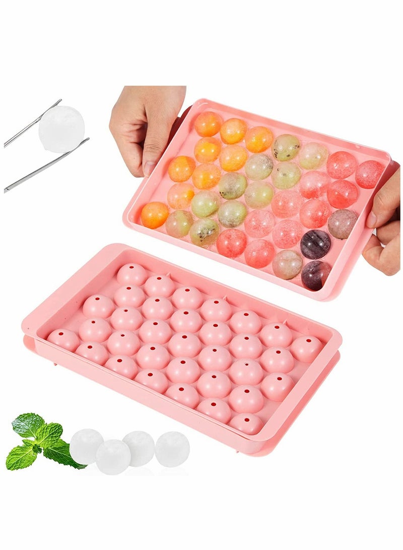 SYOSI Ice Cube Trays For Freezer 2 Set Ice Ball Maker Mold Mini circle Round Ice Cube Mold with Lid Making 66 pcs for Tea Coffee Trays - Image 1