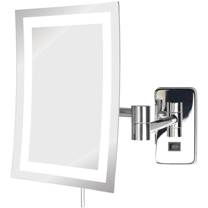 WALL MOUNT MAKEUP MIRROR WITH 5X MAGNIFICATION 875 X 65 RECTANGULAR DESIGN EXTENDS 155 FROM THE WALL CHROME FINISH DIRECT WIRE ONLY MODEL JRT710CLD