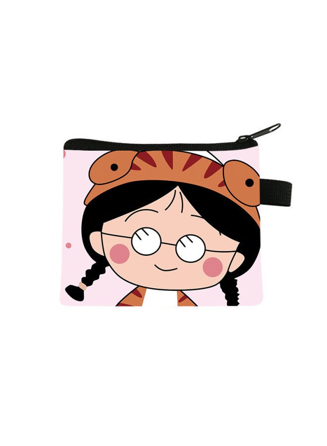 Chibi Maruko-chan Coin Purse Kidsren's Large-capacity Key Card Holder Polyester Cartoon Portable Small Wallet Bag