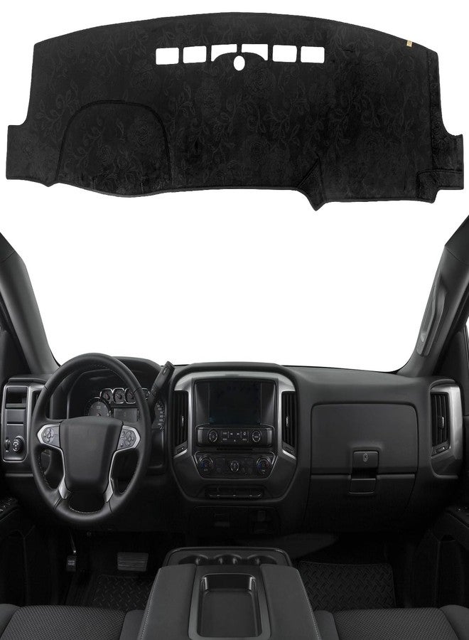 KEYOOG Dashboard Cover Dash Mat Fit for 2018-2014 Chevy Silverado 1500 / G-MC Sierra 1500,2500 HD (W/o HUD),Car Dash Board Mat Anti-Glare Carpet,Non-Slip Pad Sunshield Protector (Flannel) - Image 1