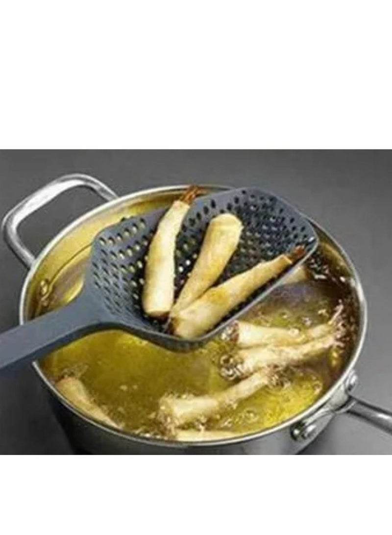 Bosfor Draining and Serving Scoop for Fried Foods, Manual Oil Strainer for Potatoes and Fried Foods, Non-Stick, 2 Pcs Set 34cm - Image 4