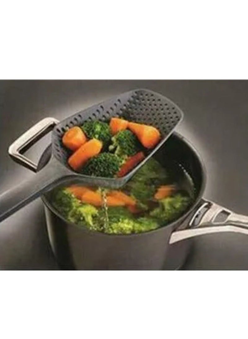 Bosfor Draining and Serving Scoop for Fried Foods, Manual Oil Strainer for Potatoes and Fried Foods, Non-Stick, 2 Pcs Set 34cm - Image 5